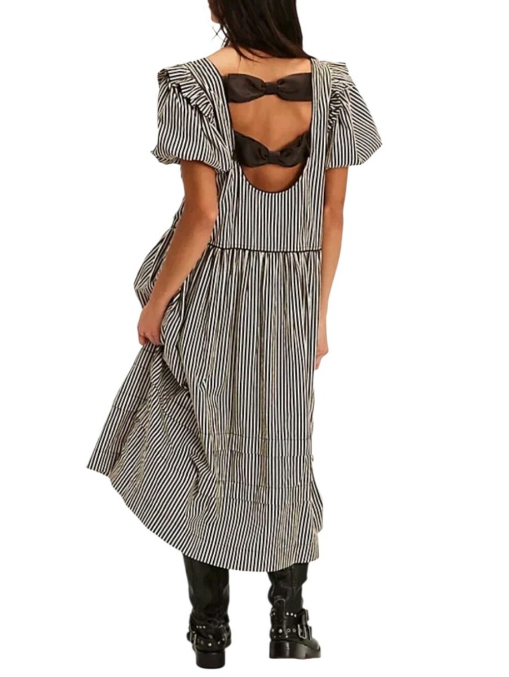 Free People Collier Cord Midi Dress – Brown Stripe Size Large - Picture 11 of 15